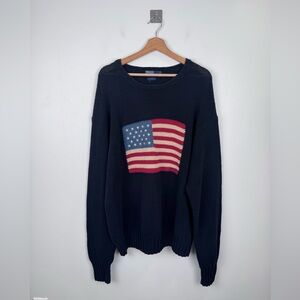 Polo Ralph Lauren Men Iconic American Flag Navy Blue Sweater Size XL